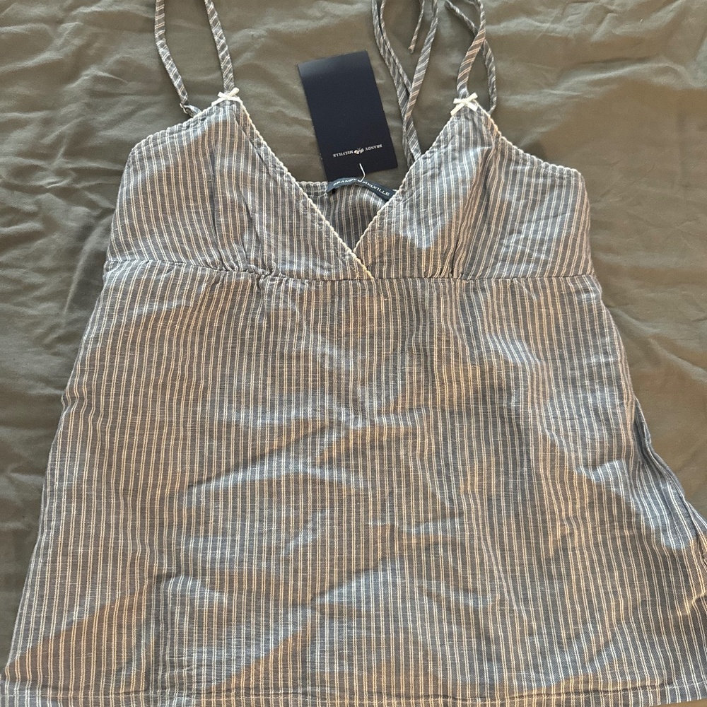 Brandy Melville Blue and White Striped Top